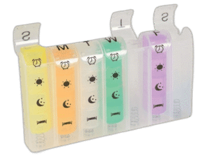 Vaistų dėžutė savaitei, 4 skyrelių