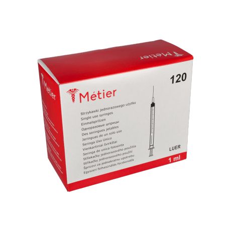 Sterilus vienkartinis švirkštas su adata (luer), 1 ml, 120 vnt.