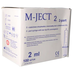 Sterilūs 2- jų dalių švirkštai, luer, "M-JECT", 2 ml, 100 vnt.