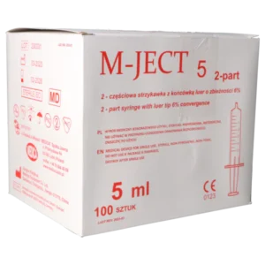 Sterilūs 2- jų dalių švirkštai, luer, "M-JECT", 5 ml, 100 vnt.