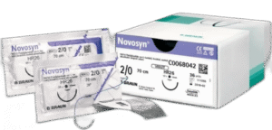 "Novosyn 0" absorbciniai chirurginiai siūlai, violetinės spalvos HR26s 70 cm 1/2 apskritimo