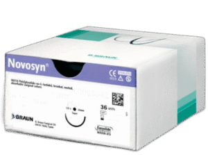 "Novosyn 0" absorbciniai chirurginiai siūlai, violetinės spalvos HR30 70 cm 1/2 apskritimo